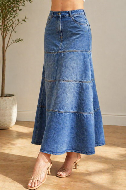 Maas & Mode® | Mary Middellange Denim Rok