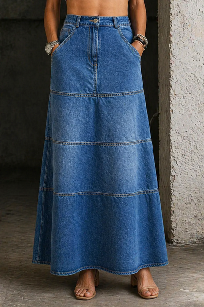Maas & Mode® | Mary Middellange Denim Rok