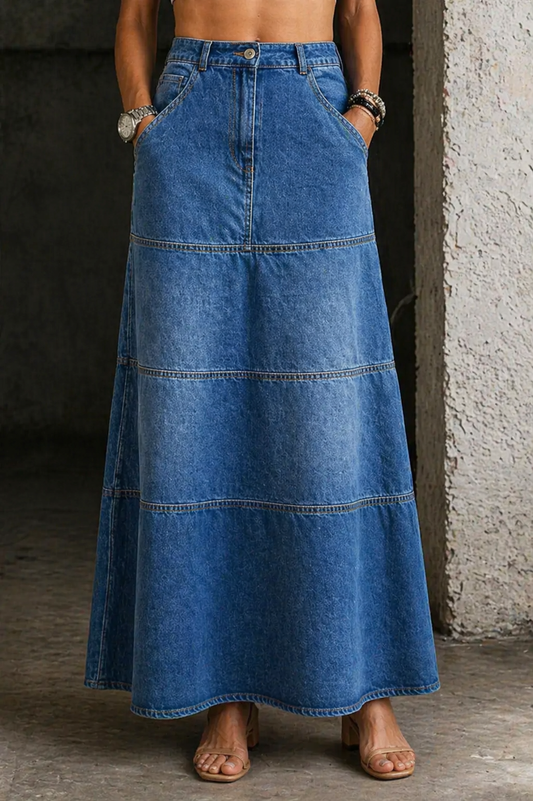 Maas & Mode® | Mary Middellange Denim Rok