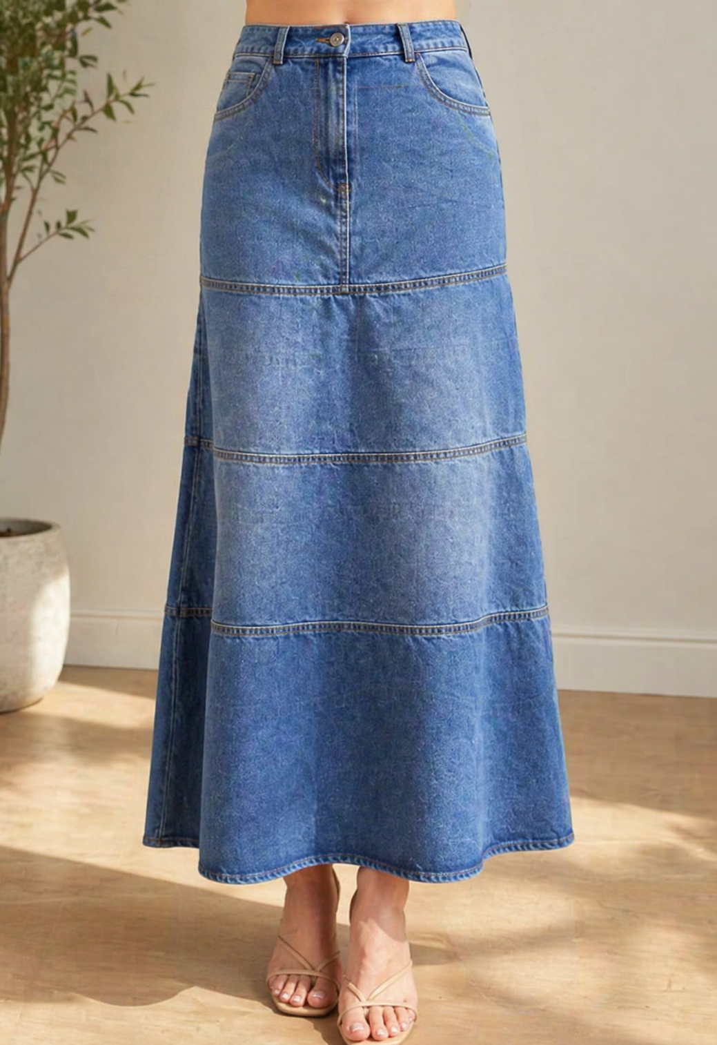 Maas & Mode® | Mary Middellange Denim Rok