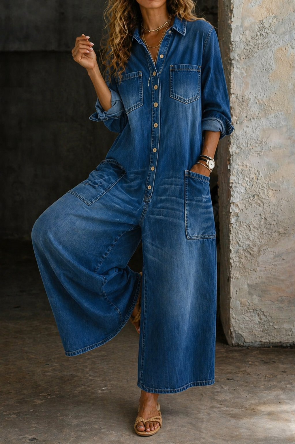 Maas & Mode® | Vivienne Casual Denim Jumpsuit