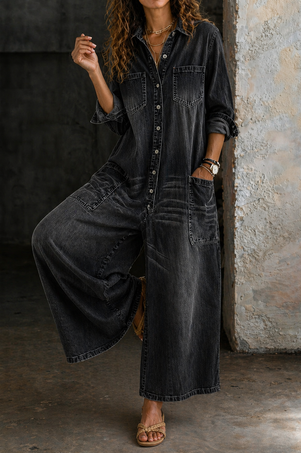 Maas & Mode® | Vivienne Casual Denim Jumpsuit