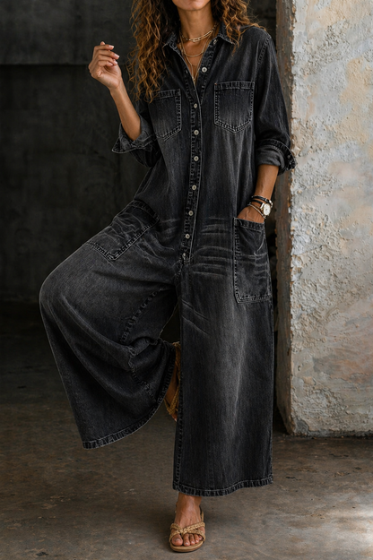 Maas & Mode® | Vivienne Casual Denim Jumpsuit