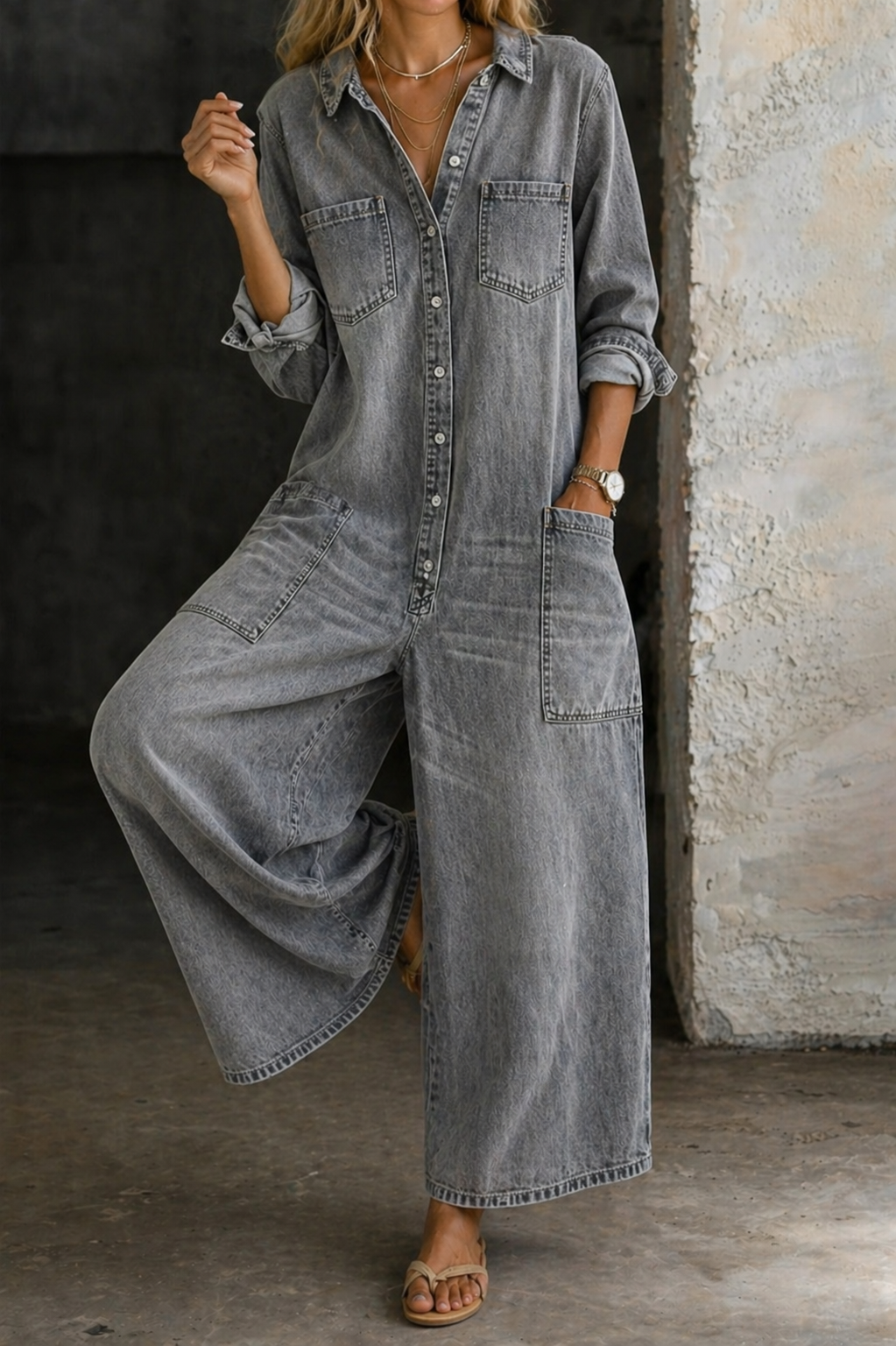 Maas & Mode® | Vivienne Casual Denim Jumpsuit