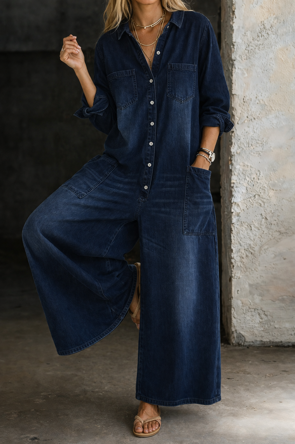 Maas & Mode® | Vivienne Casual Denim Jumpsuit