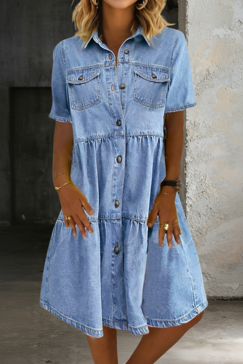 Maas & Mode® | Sophia Casual Elegante Denim Jurk
