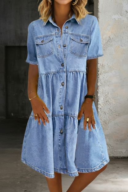 Maas & Mode® | Sophia Casual Elegante Denim Jurk