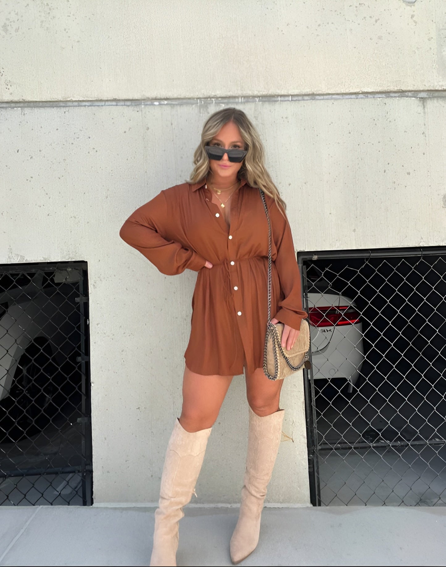 Maas & Mode® | Trendy Satijnen Romper Jurk