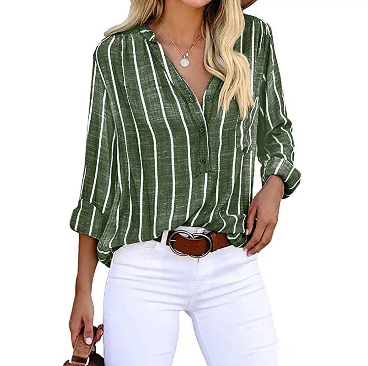 Maas & Mode® | ELEGANTE GESTREEPTE BLOUSE