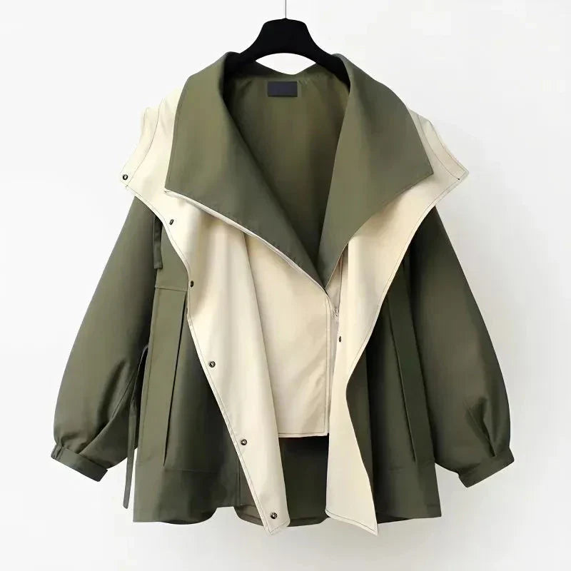 Maas & Mode® | Moderne Tweekleurige Trenchcoat