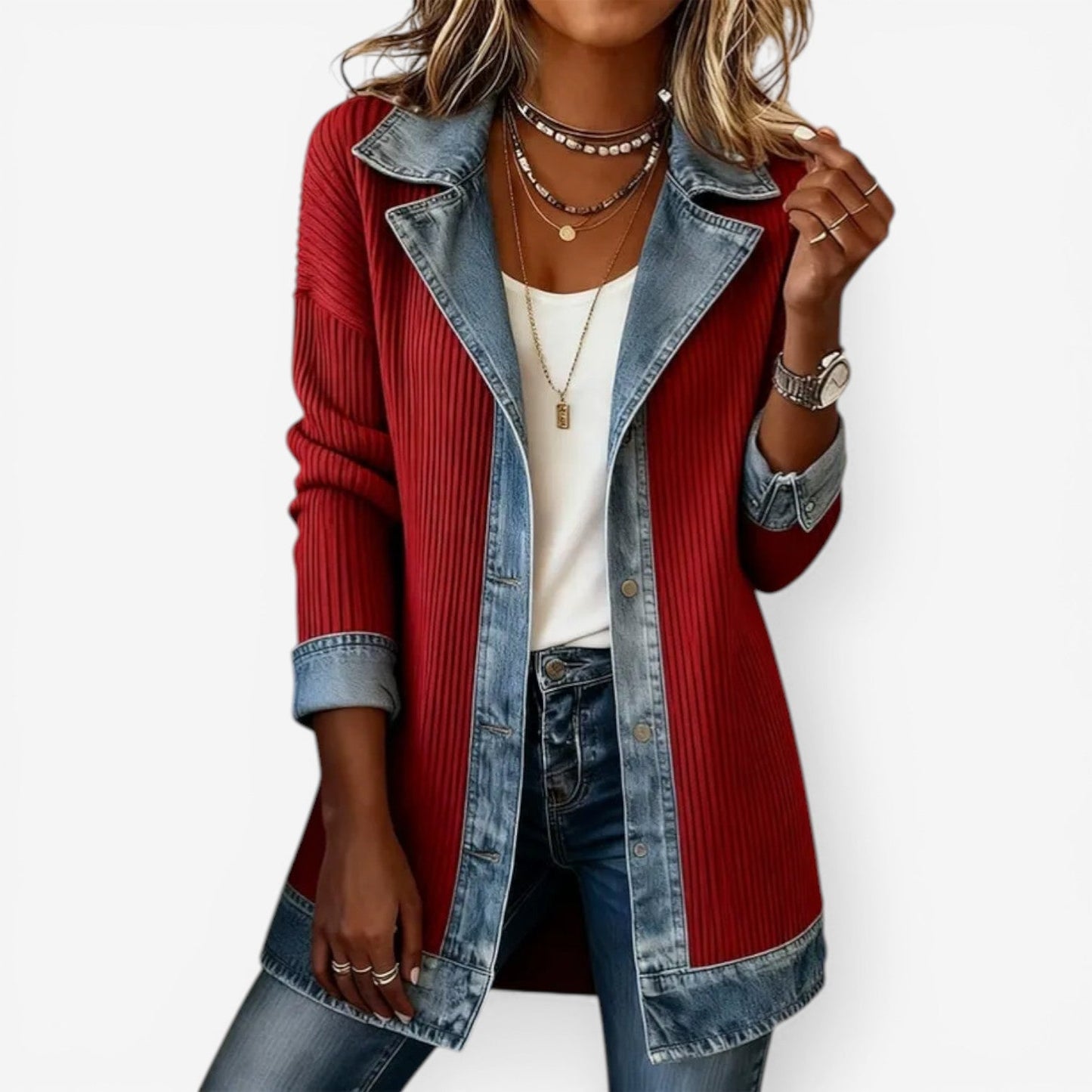 Maas & Mode® | Zachte Denim Cardigan