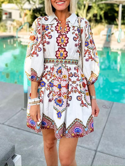 Maas & Mode® | Elegante jurk met verfijnde patronen