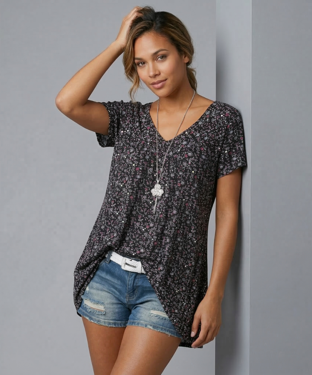 Maas & Mode® | T-shirt Flora met V-hals