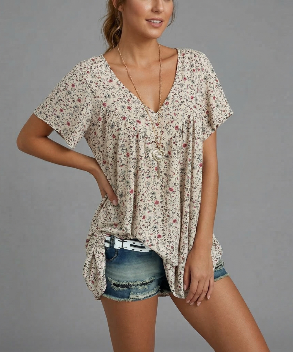 Maas & Mode® | T-shirt Flora met V-hals