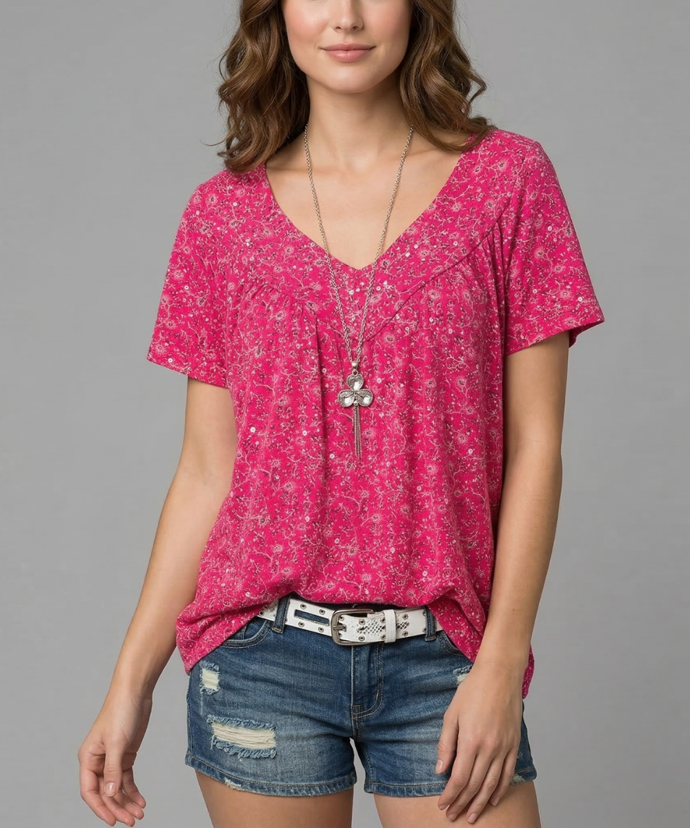 Maas & Mode® | T-shirt Flora met V-hals