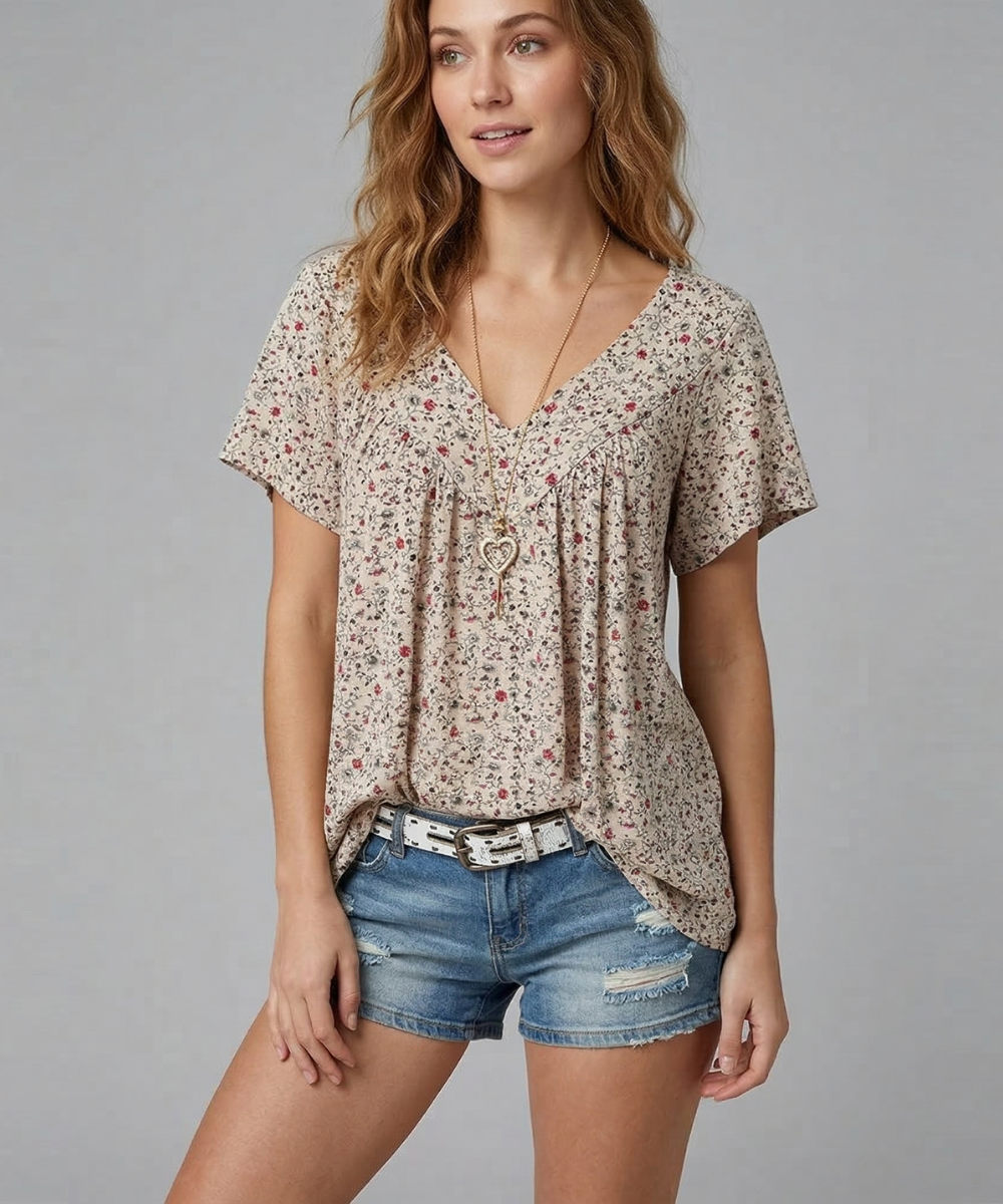 Maas & Mode® | T-shirt Flora met V-hals