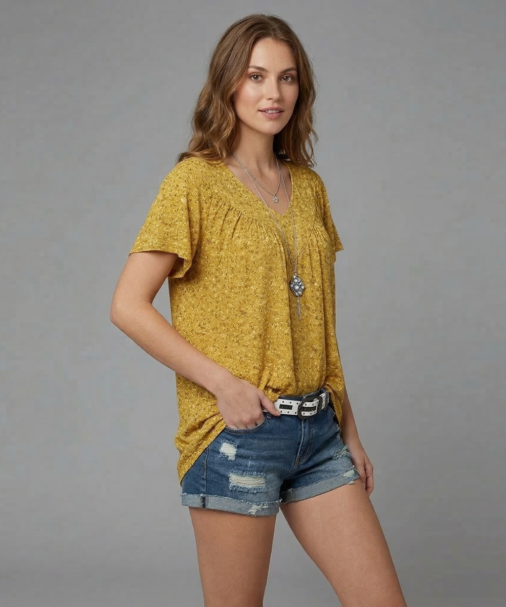 Maas & Mode® | T-shirt Flora met V-hals