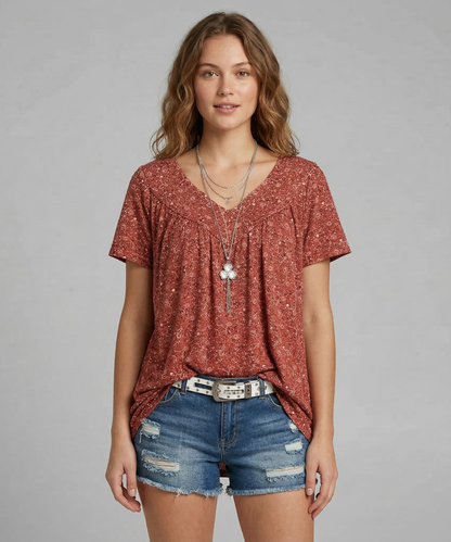 Maas & Mode® | T-shirt Flora met V-hals