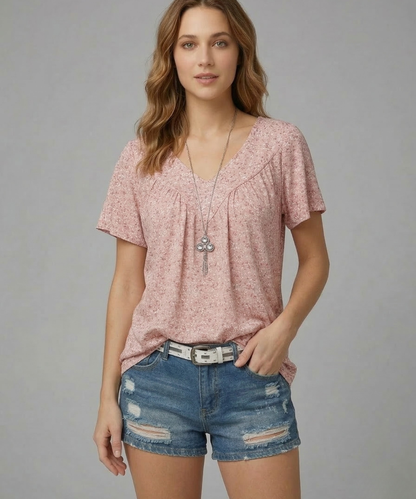 Maas & Mode® | T-shirt Flora met V-hals
