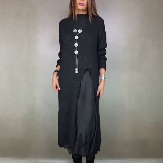Maas & Mode® | Complete stijlvolle outfit  (Lange trui + jurk)