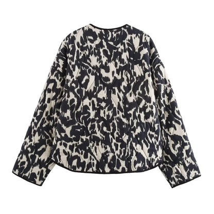 Maas & Mode® | Modieuze Bedrukte Herfst Jas
