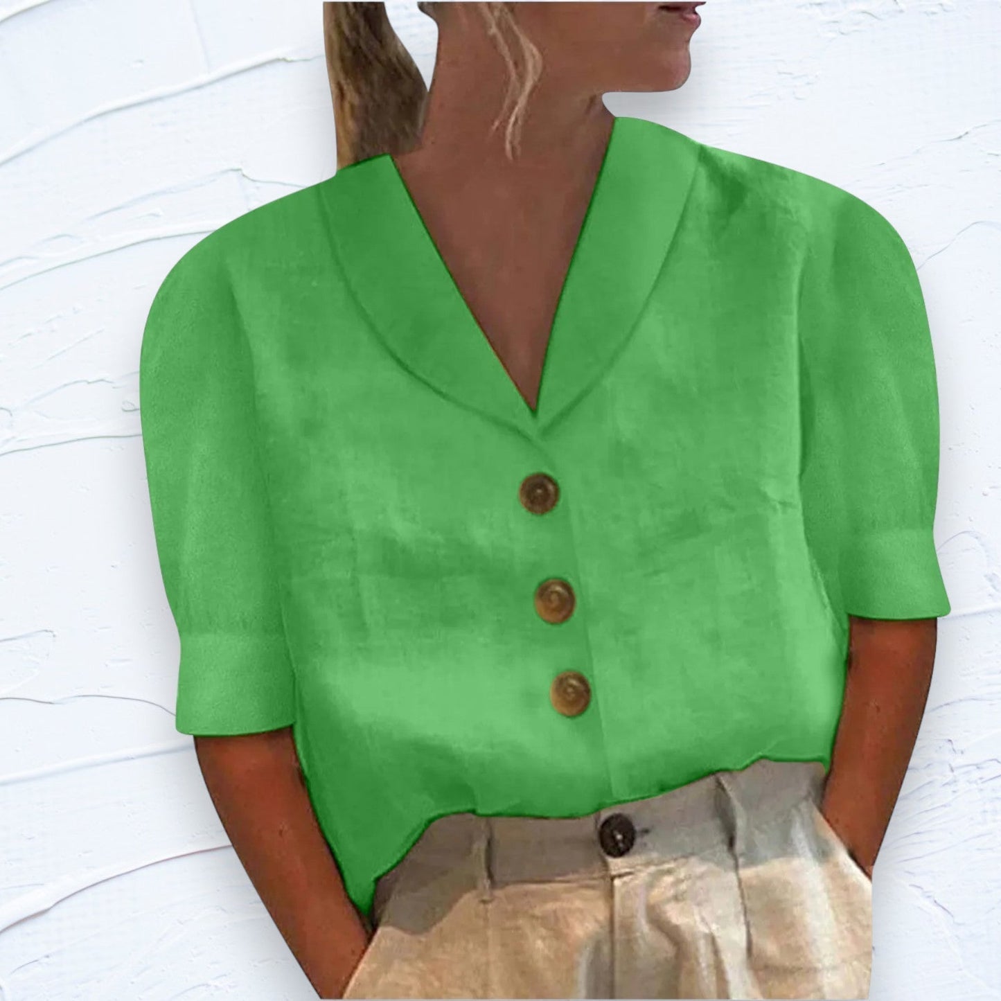 Maas & Mode® | Knopblouse met Geknoopte Voorkant