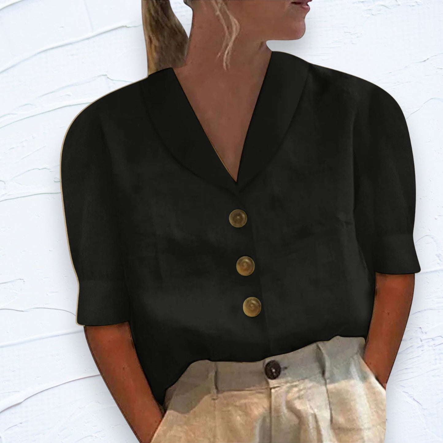 Maas & Mode® | Knopblouse met Geknoopte Voorkant