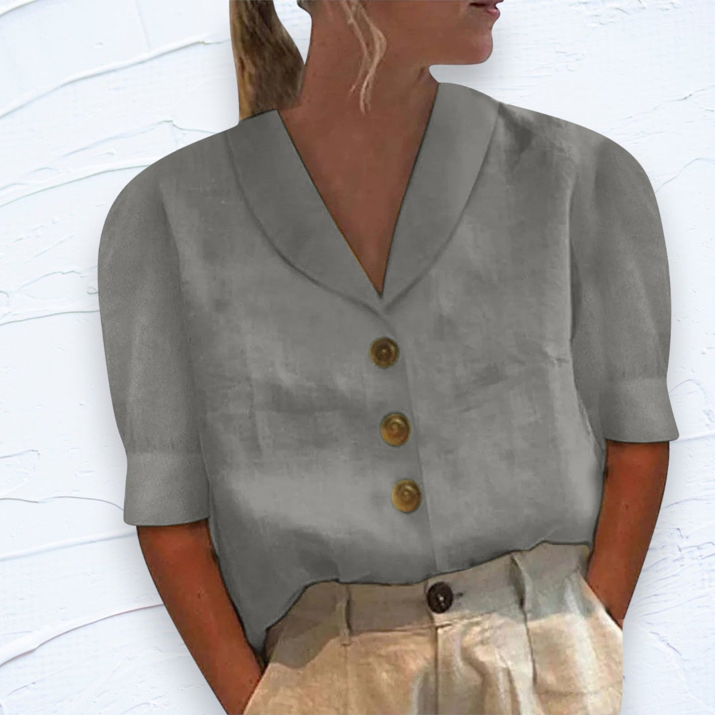 Maas & Mode® | Knopblouse met Geknoopte Voorkant
