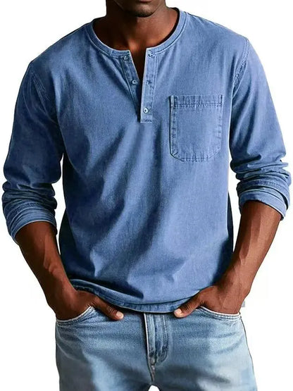 Maas & Mode® | Vintage Denim Shirt met Knopen & Borstzak - Comfortabel