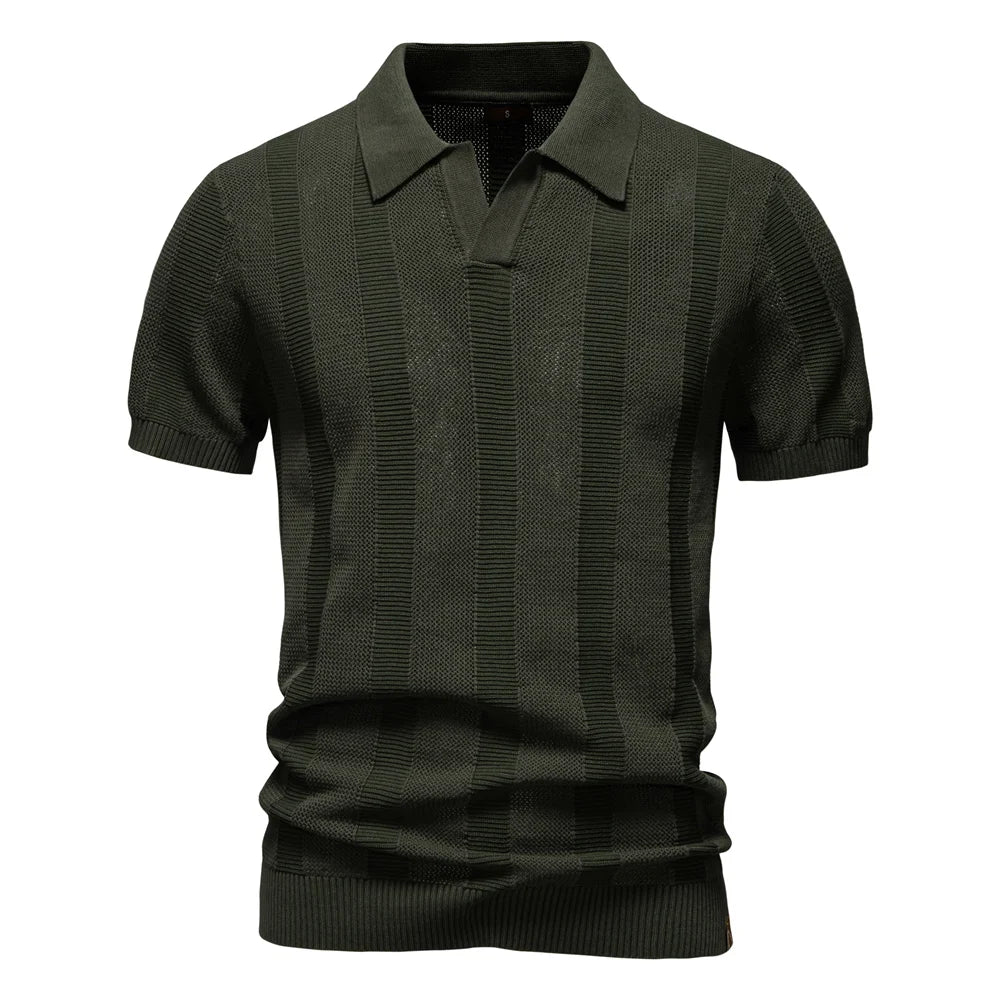 Maas & Mode® | Katoenen Gestreepte Polo