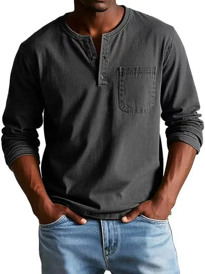 Maas & Mode® | Vintage Denim Shirt met Knopen & Borstzak - Comfortabel