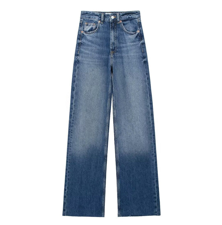 Maas & Mode | Blauwe Damesbroek met Wijde Pijpen