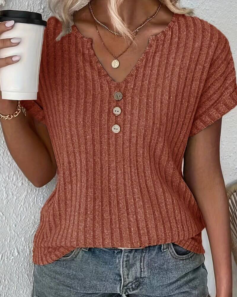Maas & Mode® | GEBREIDE BLOUSE MET V-HALS