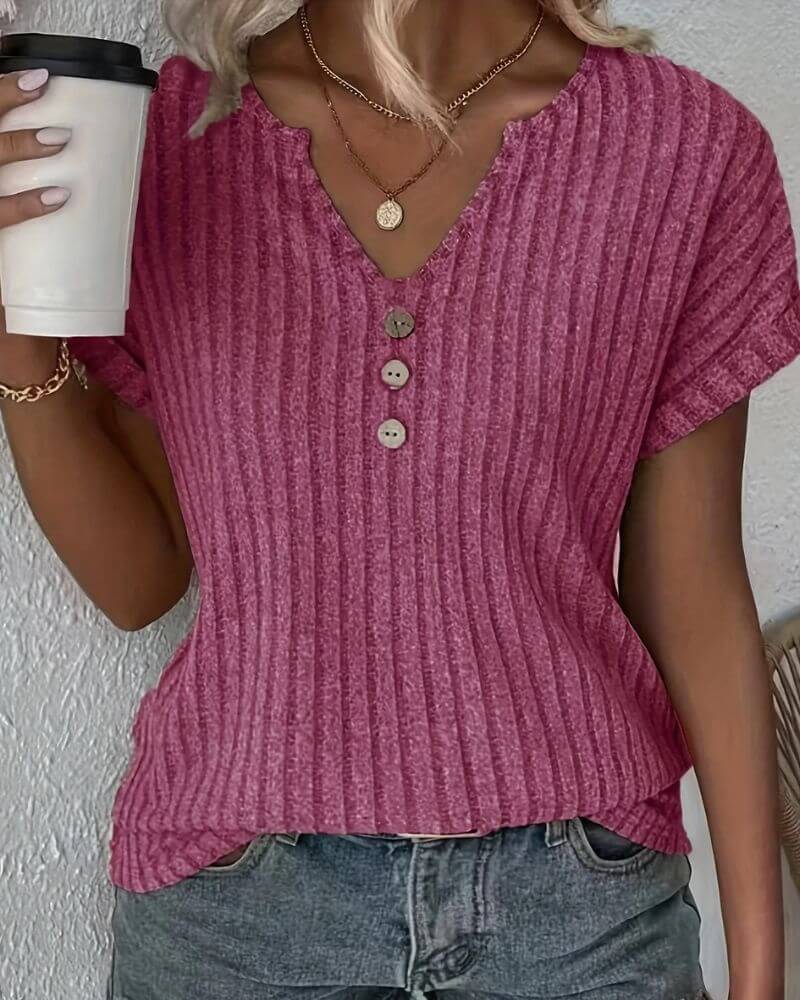 Maas & Mode® | GEBREIDE BLOUSE MET V-HALS