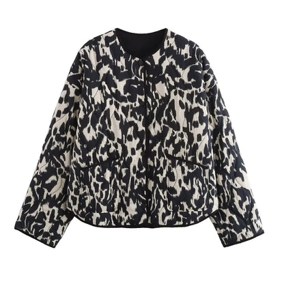 Maas & Mode® | Modieuze Bedrukte Herfst Jas