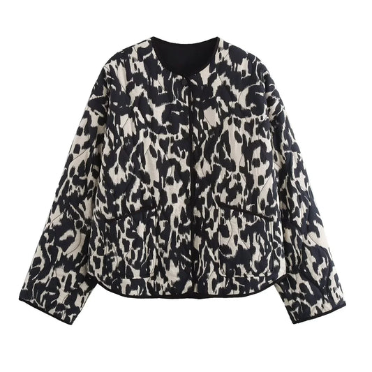 Maas & Mode® | Modieuze Bedrukte Herfst Jas