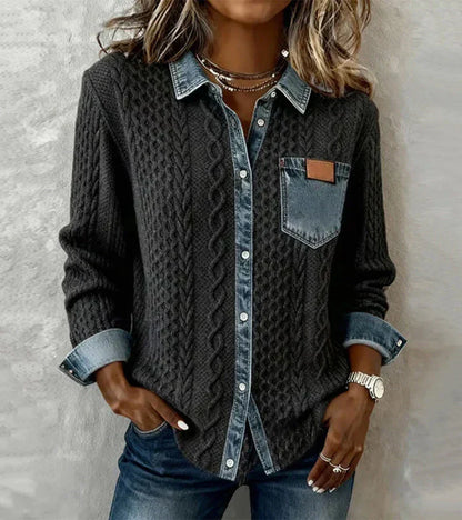 Maas & Mode® | Ashley Denim Gebreide Top
