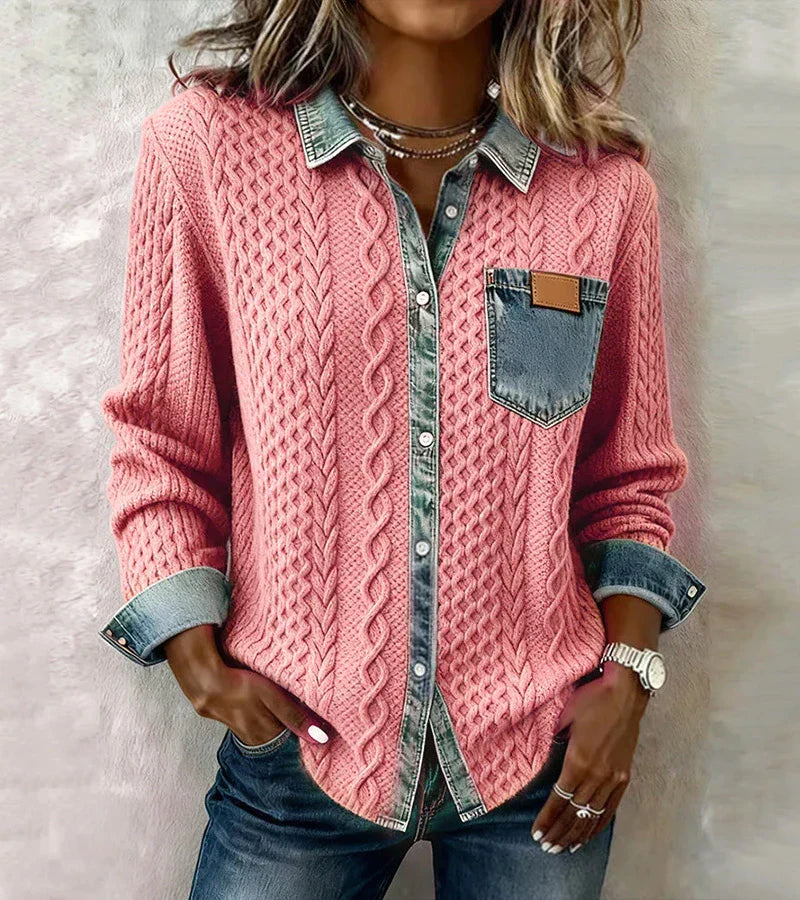 Maas & Mode® | Ashley Denim Gebreide Top