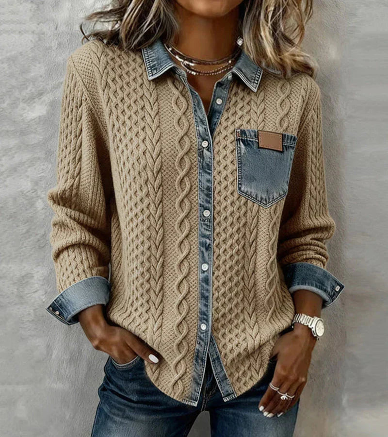Maas & Mode® | Ashley Denim Gebreide Top