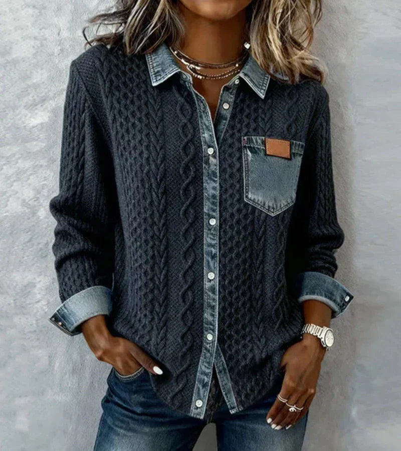 Maas & Mode® | Ashley Denim Gebreide Top