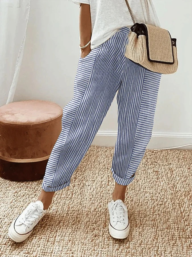 Maas & Mode® | Elara™ Gestreepte Zomerbroek
