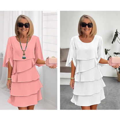 Maas & Mode® | Elegante gelaagde jurk met ruchesmouwen voor dames