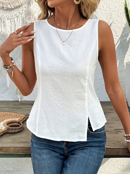 Maas & Mode® | Céleste™  Casual Zomertop met Ronde Halslijn