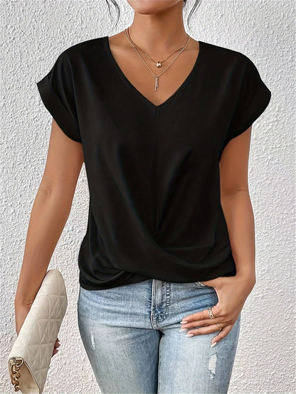 Maas & Mode® | Cleo™  Casual T-shirt met sweetheart halslijn
