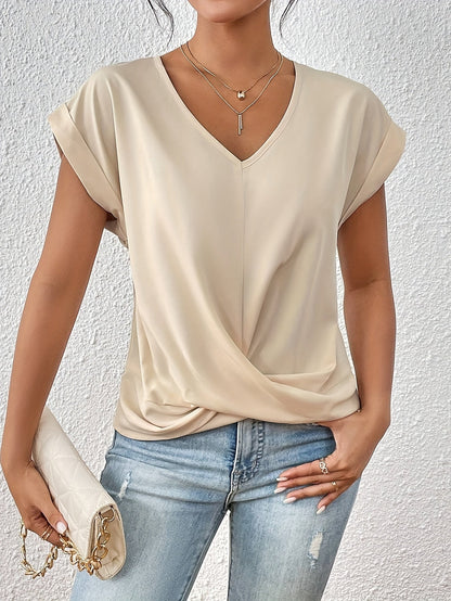 Maas & Mode® | Cleo™  Casual T-shirt met sweetheart halslijn