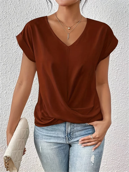 Maas & Mode® | Cleo™  Casual T-shirt met sweetheart halslijn
