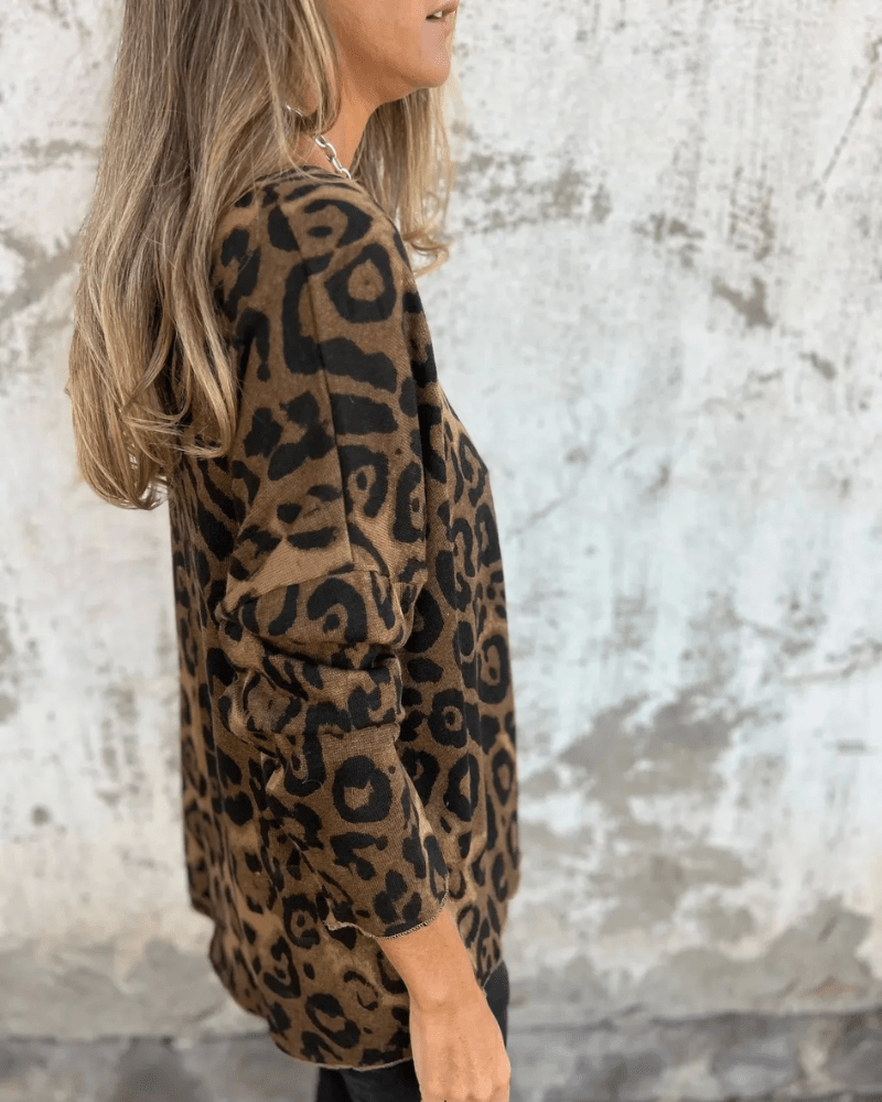 Maas & Mode® | Elvéra Casual Dames Top met Luipaardprint