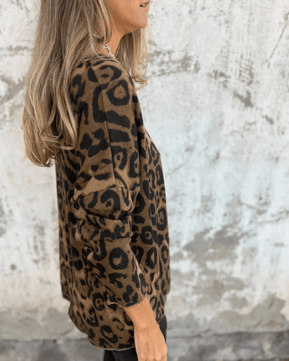 Maas & Mode® | Elvéra Casual Dames Top met Luipaardprint