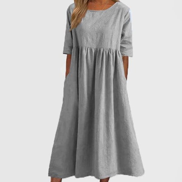 Maas & Mode® | Elegante dames jurk met Ronde Hals