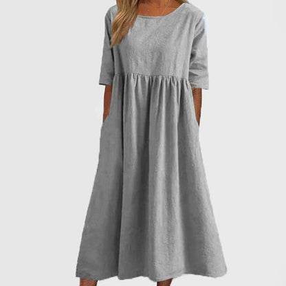 Maas & Mode® | Elegante dames jurk met Ronde Hals